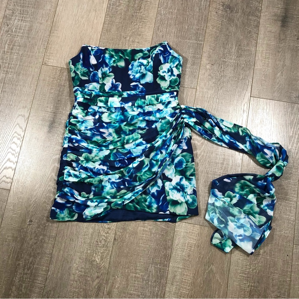 RUNAWAY Strapless Back Zipper Mini Floral Dress Size L